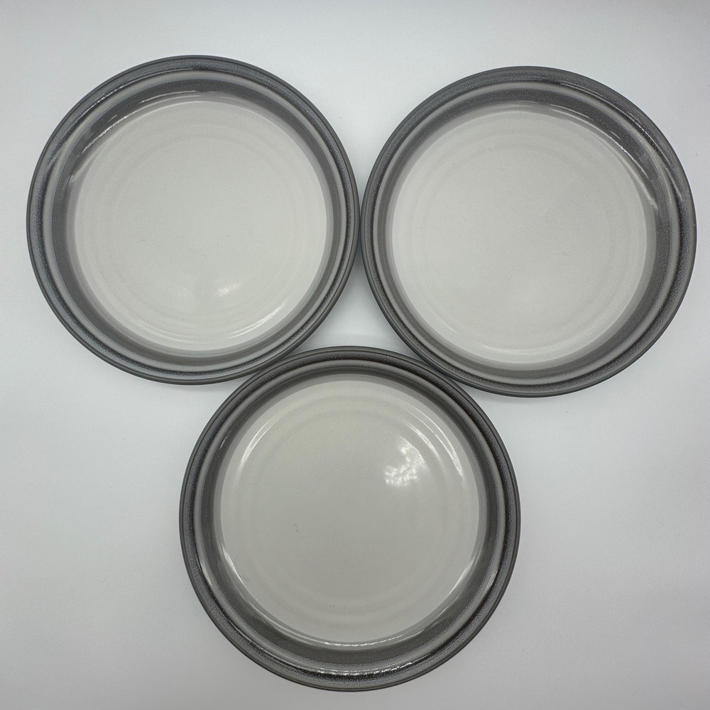 Noritake Sierra Twilight Stoneware Dinner Plates 8667 Grey White Set of 3 Japan